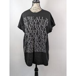 Alice In Wonderland Women's XL T-Shirt Disney You're All Mad Here Top Black Tee